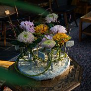 Rossano Chrysanthemums on a pedestal - top