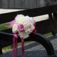 Elegant wedding bouquet with peonies