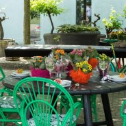 Colourful decoration with Kalanchoe  - outside