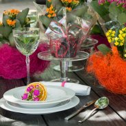 Colourful table decoration - outside