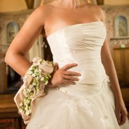 Elegant Kalanchoe wrist bouquet close-up