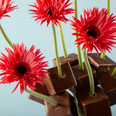 Robust cube bouquet with mini Gerbera