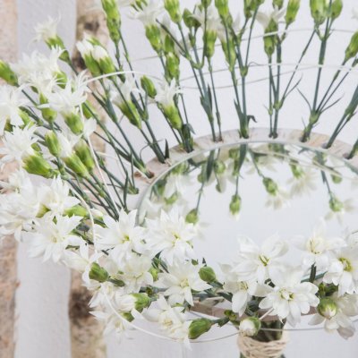 Spiegelend anjer boeket