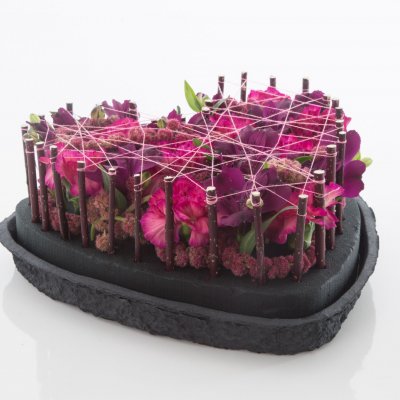 A heart of Alstroemeria and Dianthus