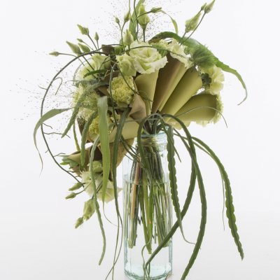 Fresh green bouquet with Dianthus