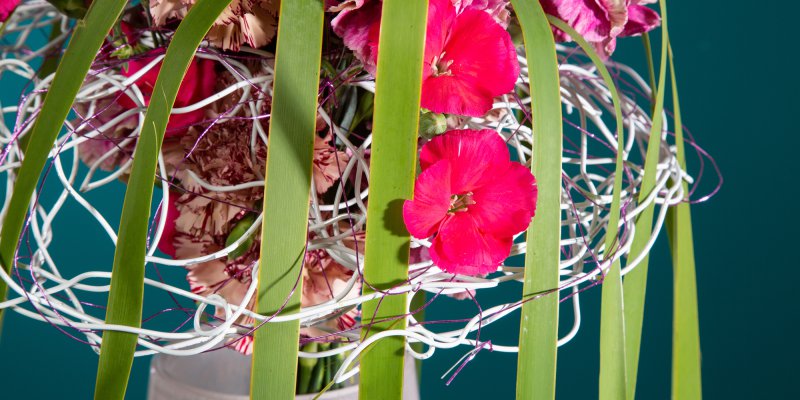 Frame boeket met roze anjers