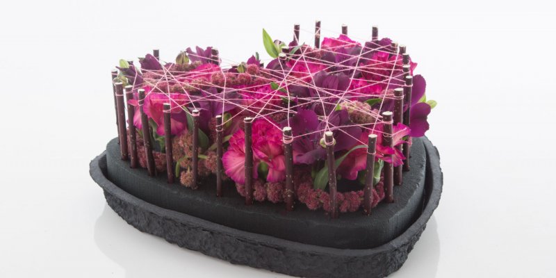 A heart of Alstroemeria and Dianthus