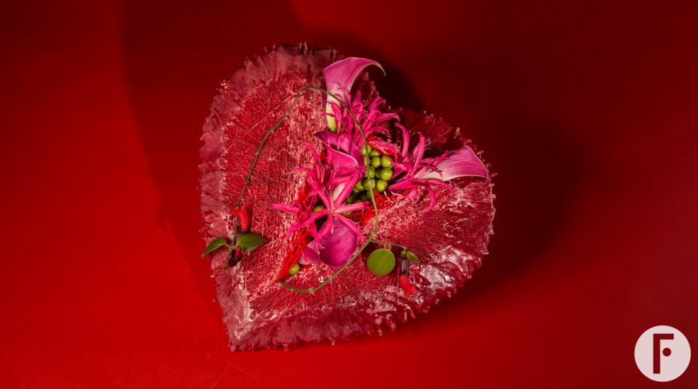 A Valentine's Day heart with Nerine and Calla