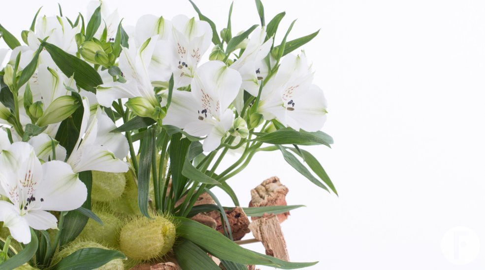 Natural Alstroemeria bouquet with open flowers close-up