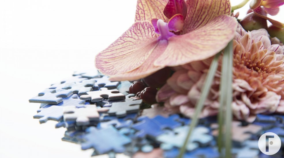 Puzzle pieces close-up