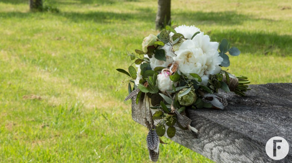 Bruidsboeket met Pioen 'Class act' close-up