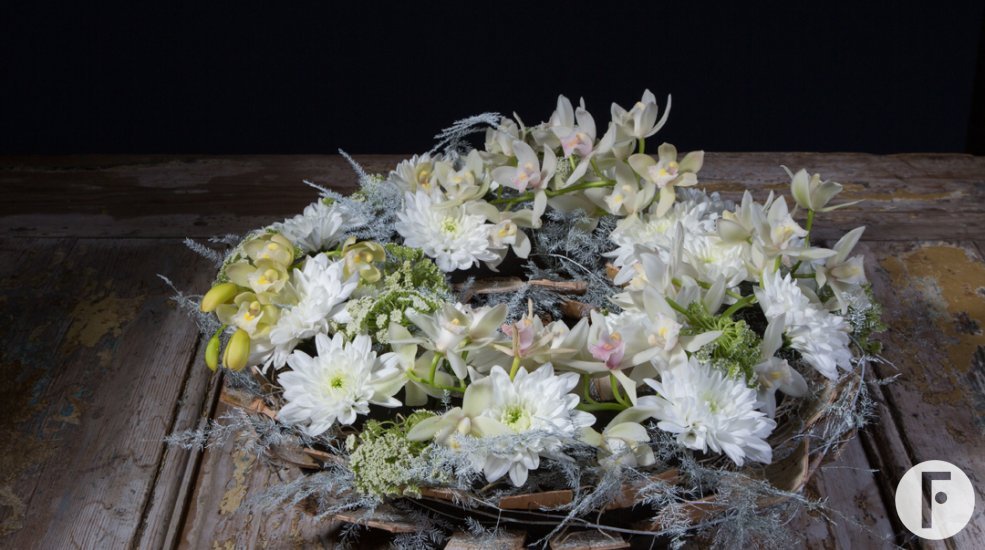 Pim van den Akker funeral flower design cascade cymbidium