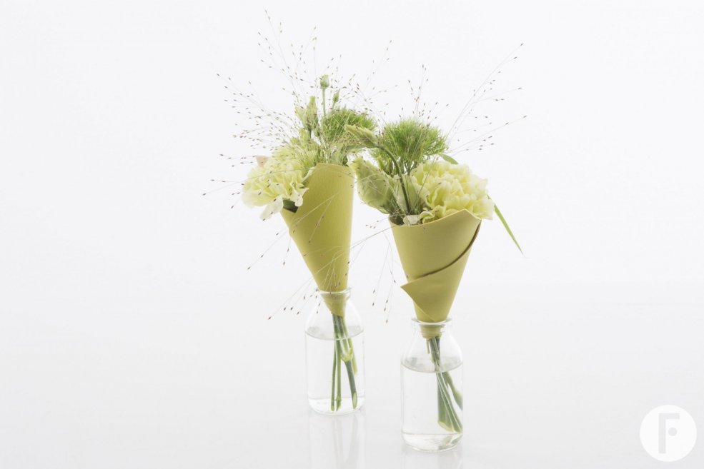 Leather cones with trendy Dianthus commercial adaptation