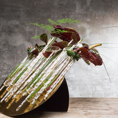 Christmas flower arrangement with Anthuriums