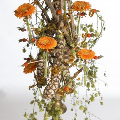 luxuriant construction with Gerbera's