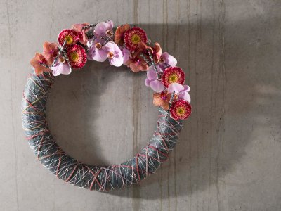 Funeral wreath with black paper Funeral wreath with black paper