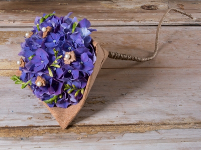 Blauw bruidsboeket met Hortensia