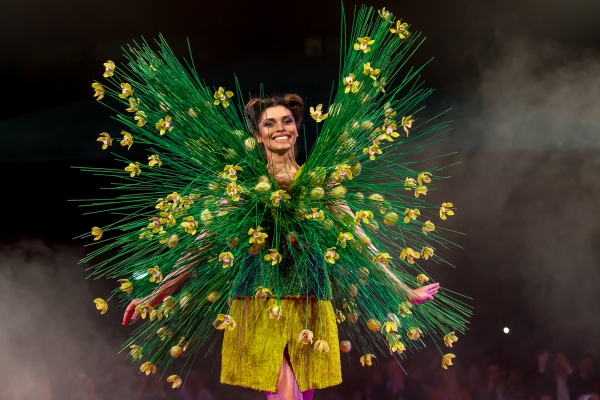 Florale jurk van groen pitriet