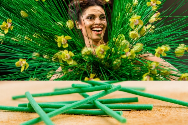 Uitbundige groene creatie met (eetbaar) pitriet