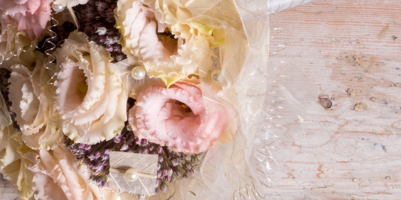 Bruidsboeket met Lisianthus - close up